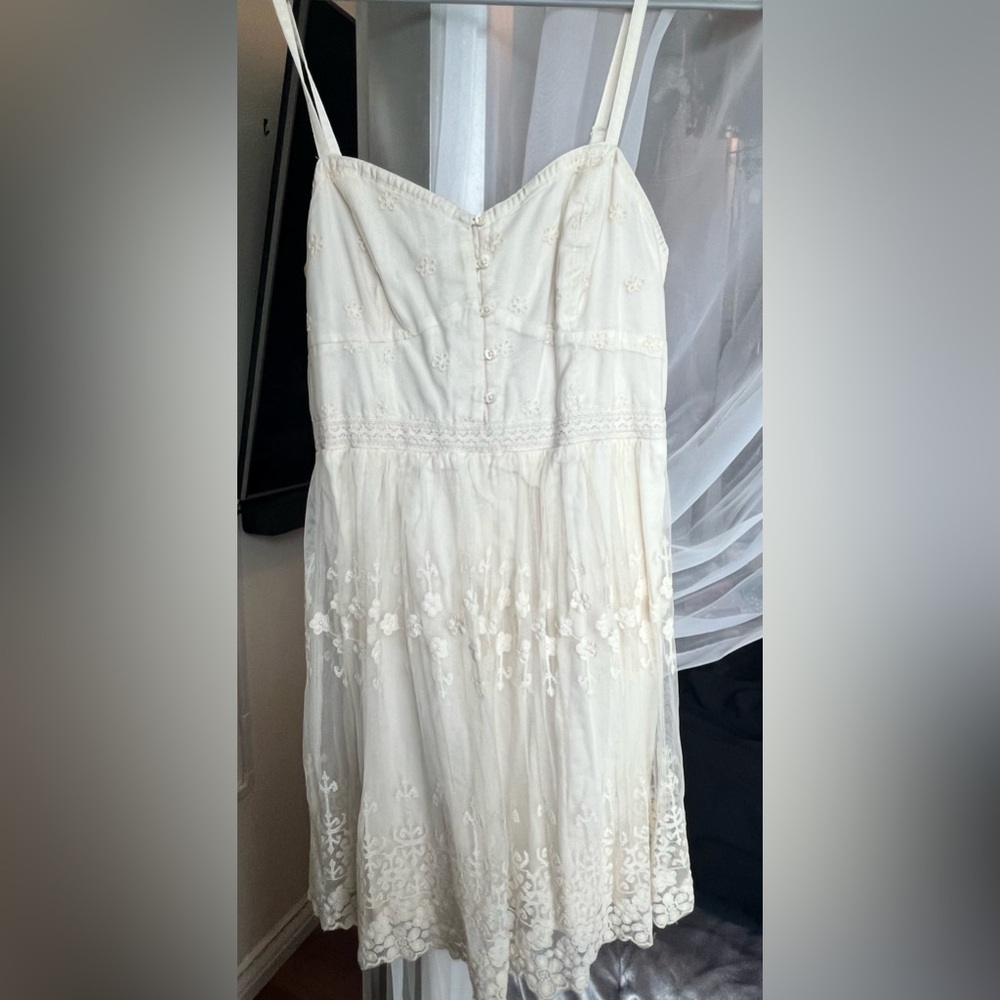 American eagle outfitters cream mini lace dress